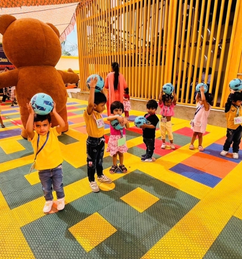 Indian school children participating in SportsGuru sports and movement activities