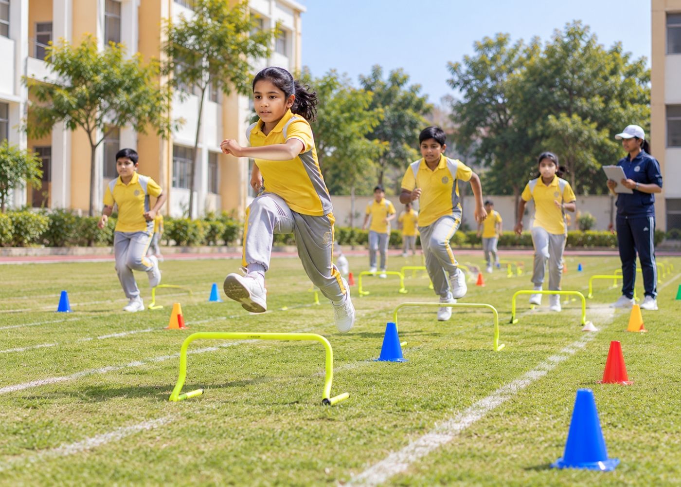 Indian school students taking part in athletics