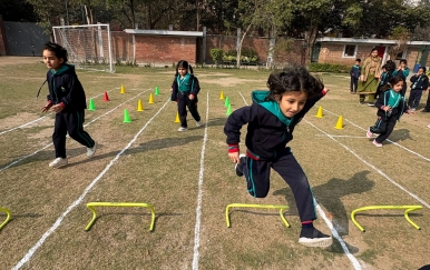 Children in an athletics and movement session