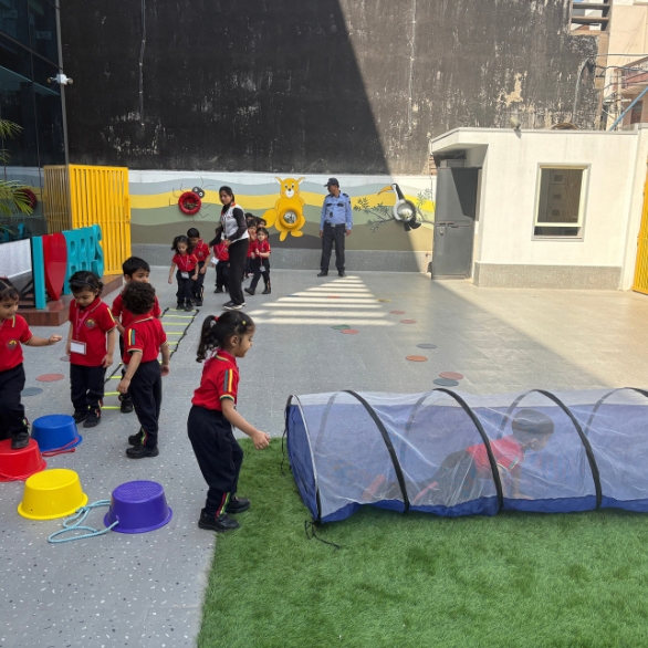 Indian school students participating in a SportsGuru school sports session